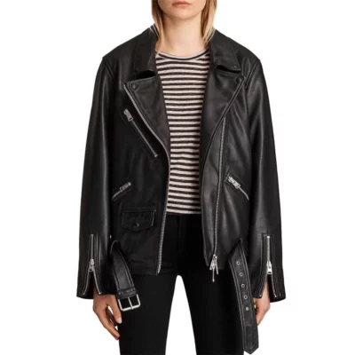 Emily In Paris Camille Razat Black Leather Jacket