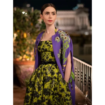 Emily In Paris S04 Lily Collins Purple Cape Coat