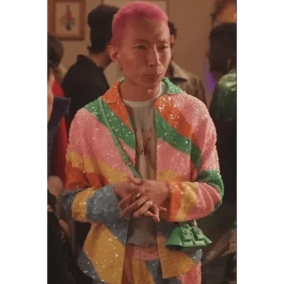 Emily In Paris Mao Rainbow Sequin Jacket