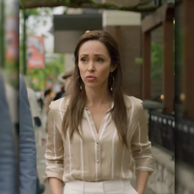 Junebug 2024 Autumn Reeser Beige Striped Shirt