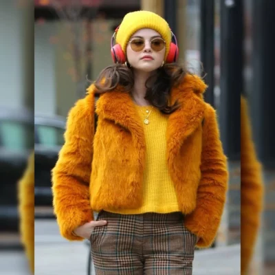 Only Murders in the Building Selena Gomez Fur Orange Jacket