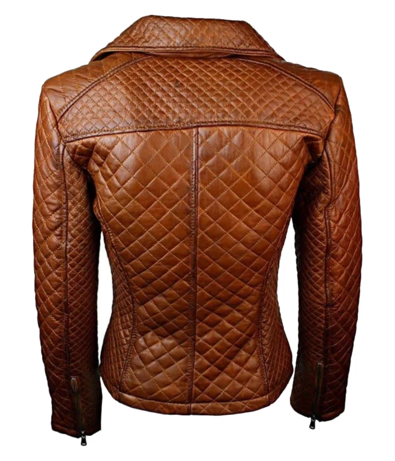 Womens Brown Quilted Jacket