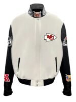 Travis Kelce Kansas City Chiefs Varsity White and Black Jacket