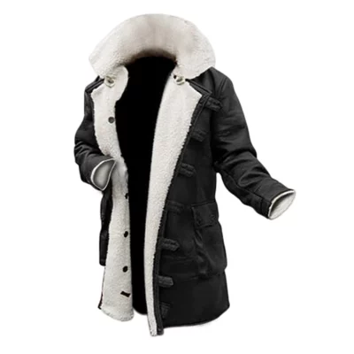 Men's Black Bane Sherpa Leather Coat - Real Winter Coat